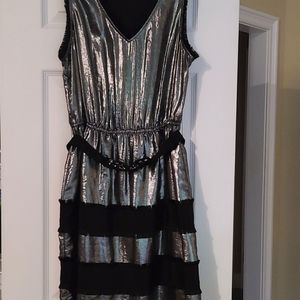 BCBG metalic fringe dress size M